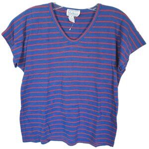 Vintage 1980s Striped Shirt Mackenzie Size Medium Blue Red Stripes